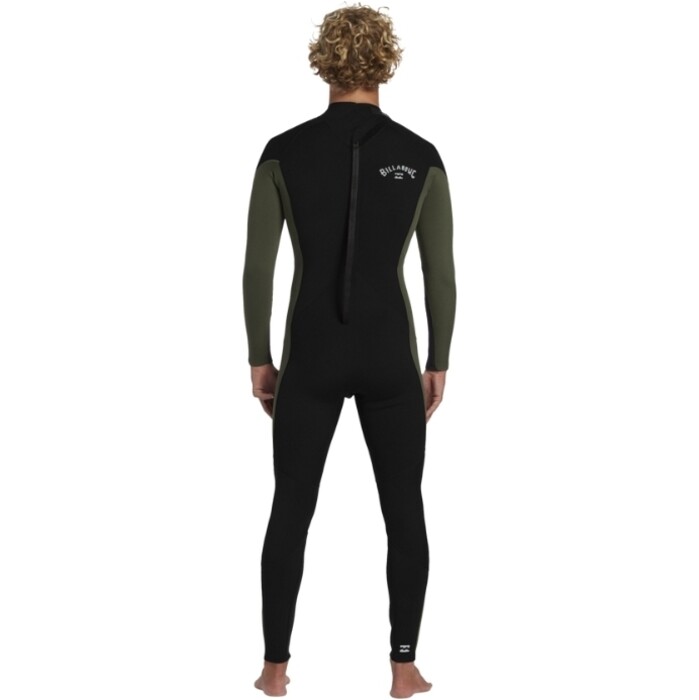 2024 Billabong Mens Foil 3/2mm Flatlock Back Zip Wetsuit ABYW100233 - Moss